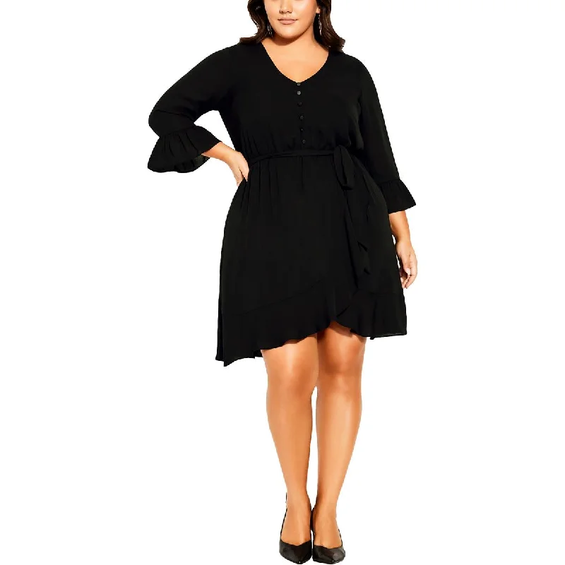 Mega Sale City Chic Womens   Button Detail Knee Length Midi Dress