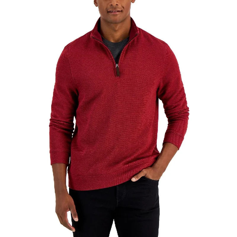 Deal of the Day Club Room Mens Birdseye 1/4 Zip Comfortable Pullover Sweater