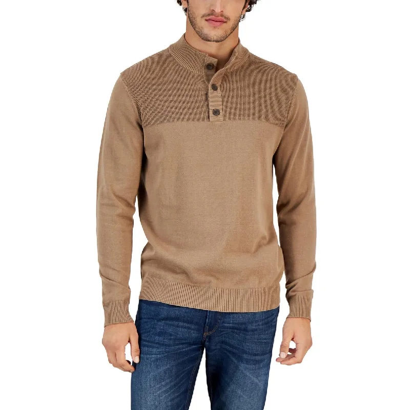 Stock Clearance Club Room Mens Cotton Henley Pullover Sweater