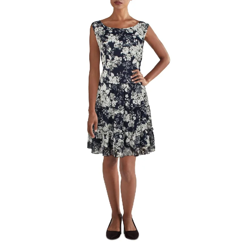 Stock Up and Save Connected Apparel Womens Petites Chiffon Floral Sheath Dress