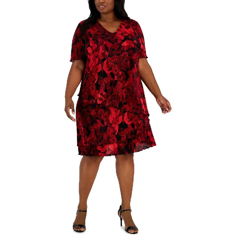 YEAR-End Clearance Connected Apparel Womens Plus Ribbed Knee Midi Dress