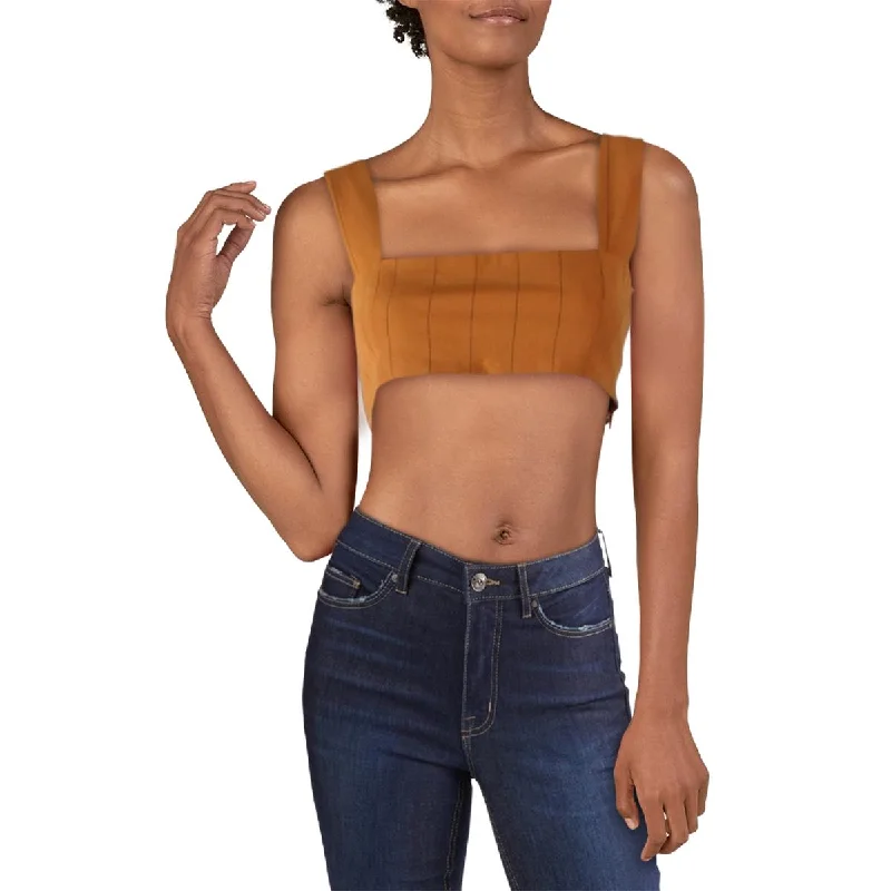 Danielle Bernstein Womens Cropped Pinstriped Tank Top