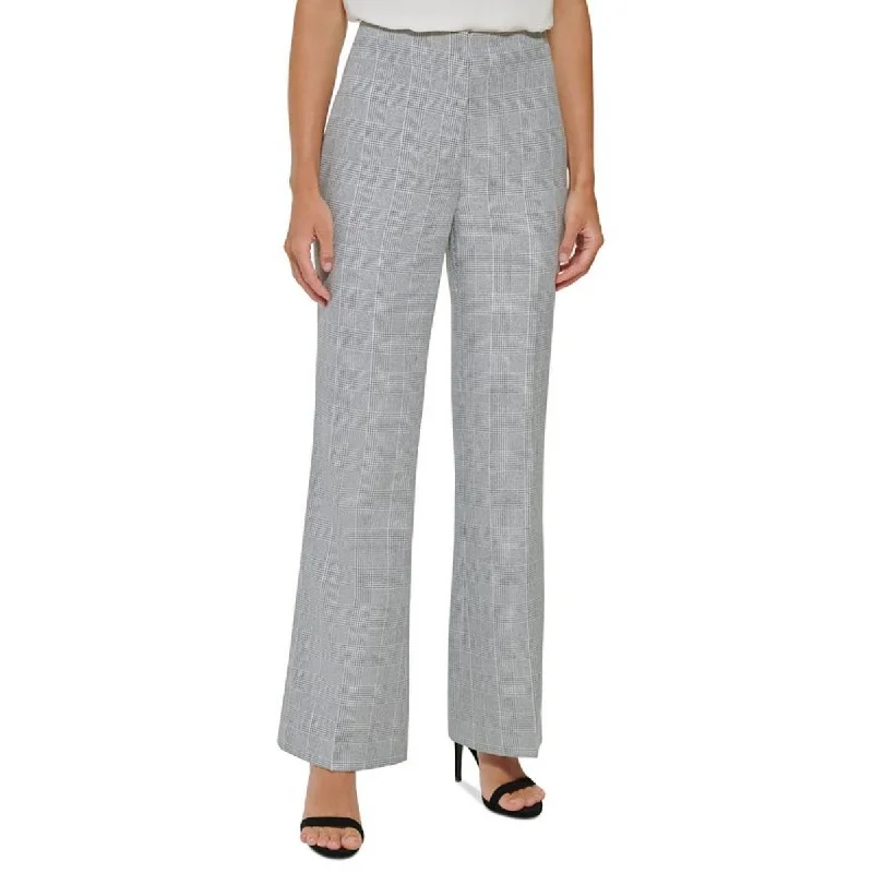 Deal Dash DKNY Womens Petites High-Rise Formal Wide Leg Pants