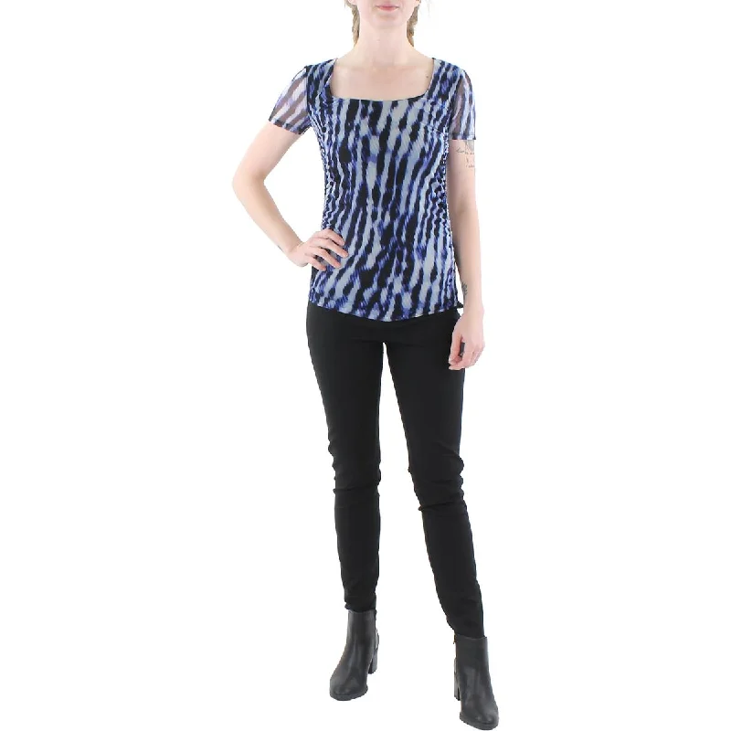 Deal Zone DKNY Womens Printed Mesh Shell