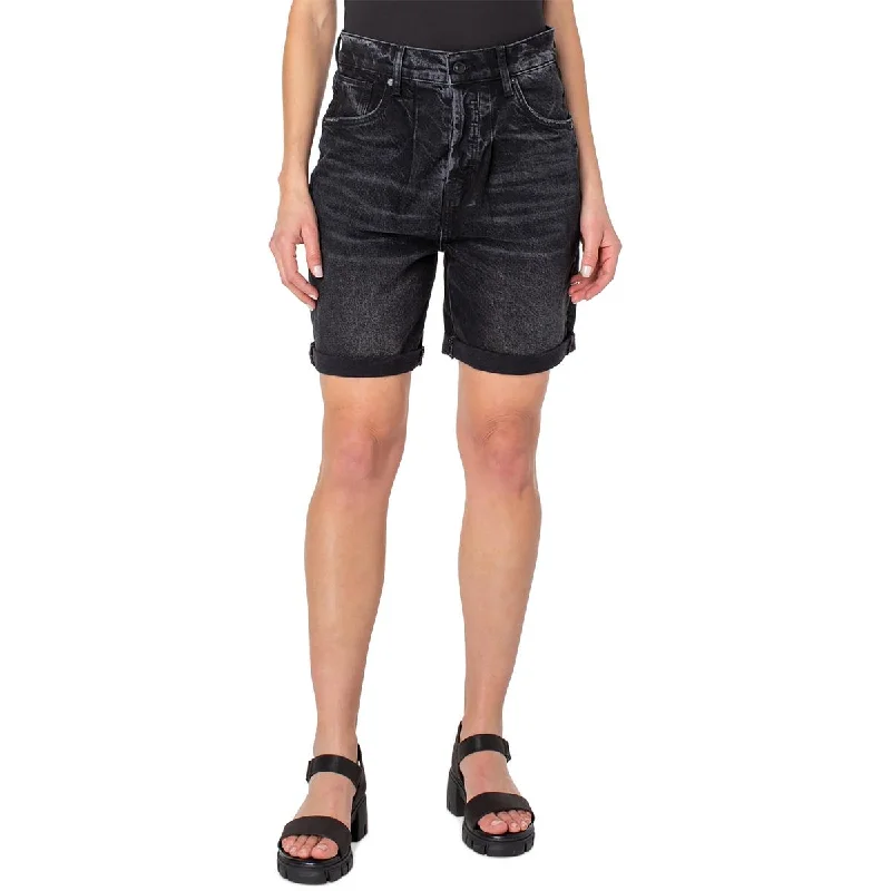 Earnest Sewn Womens Raw Hem Midi Denim Shorts