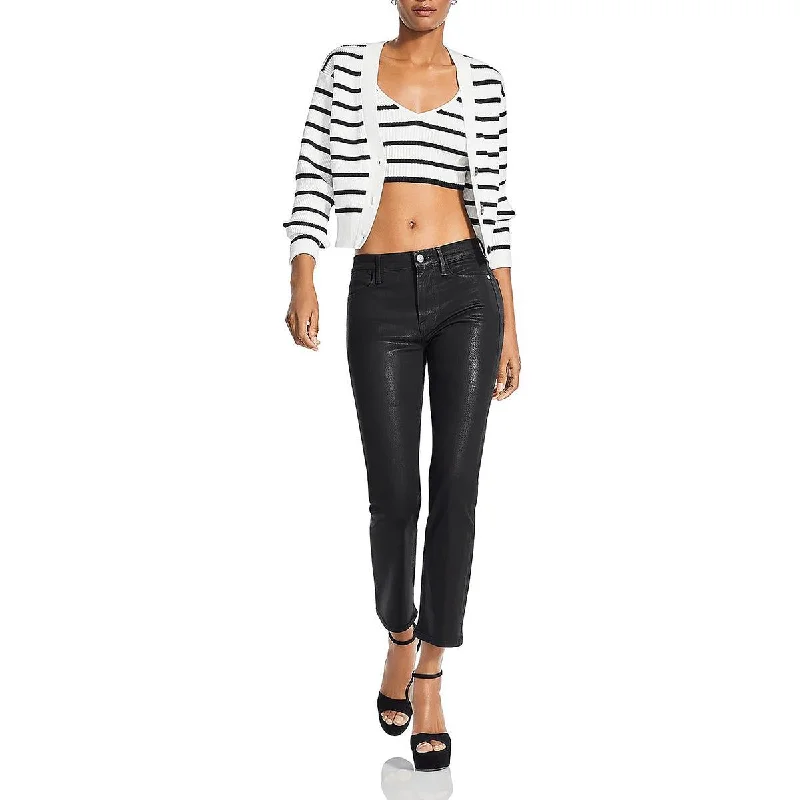 Epic Deals FRAME Womens High Rise Coated Straight Leg Jeans