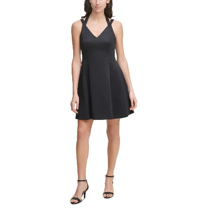 Guess Womens Scuba Embossed Fit & Flare Dress