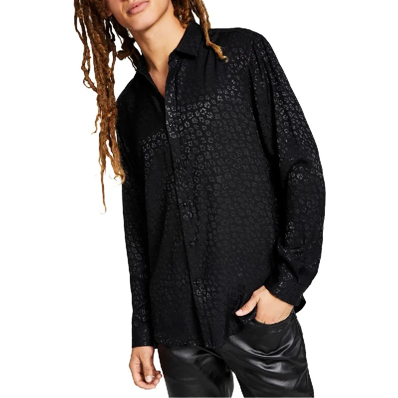 Markdown Madness INC Mens Shimmer Collared Button-Down Shirt