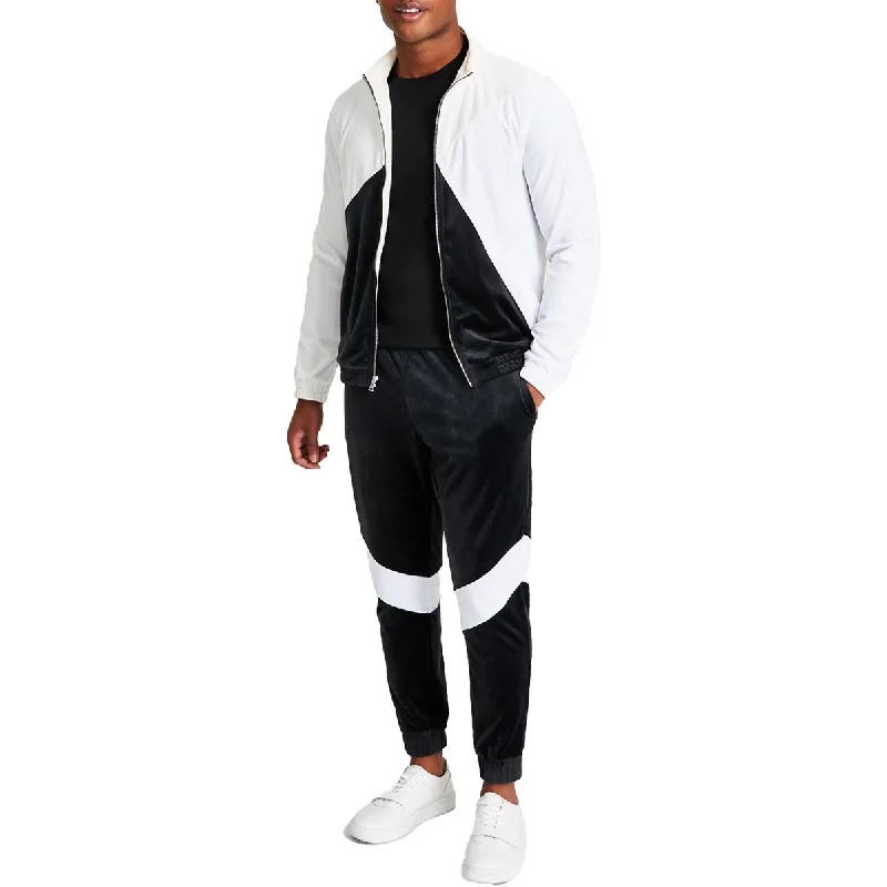 Deal Explosion INC Mens Velour Colorblock Track Jacket
