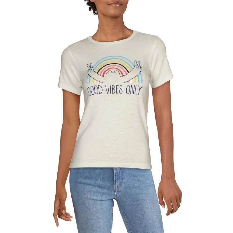 Instant Savings J. Crew Womens Juniors Good Vibes Only Graphic Short Sleeve T-Shirt