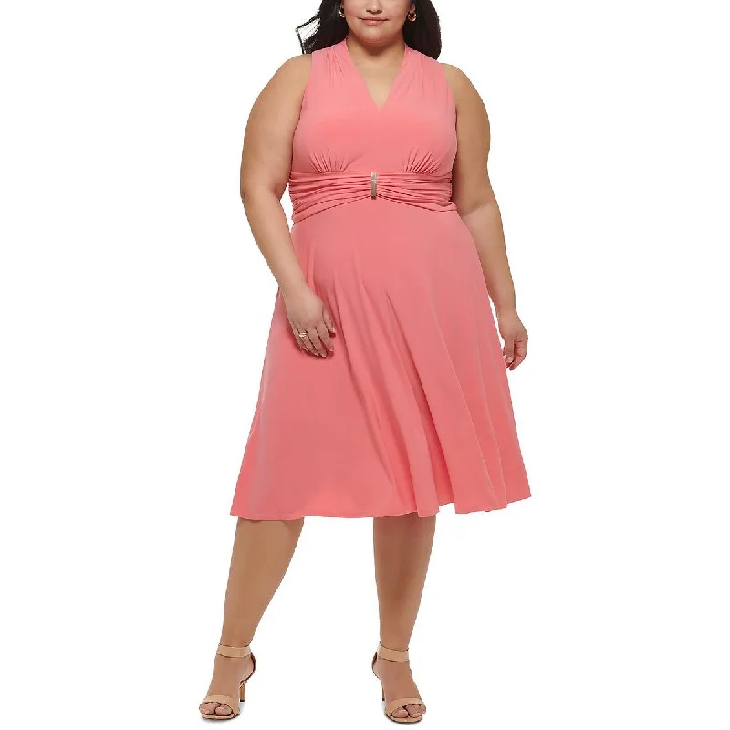 Super Sale Jessica Howard Womens Plus V Neck Long Fit & Flare Dress