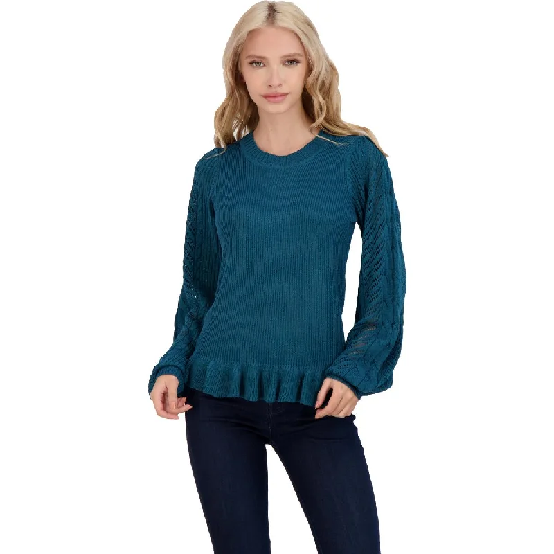 Jessica Simpson Gemma Women's Pointelle Knit Ruffled Pullover Sweater