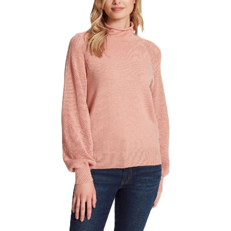 Jessica Simpson Saskia Women's Mock Neck Mesh Sleeve Slouchy Pullover Sweater