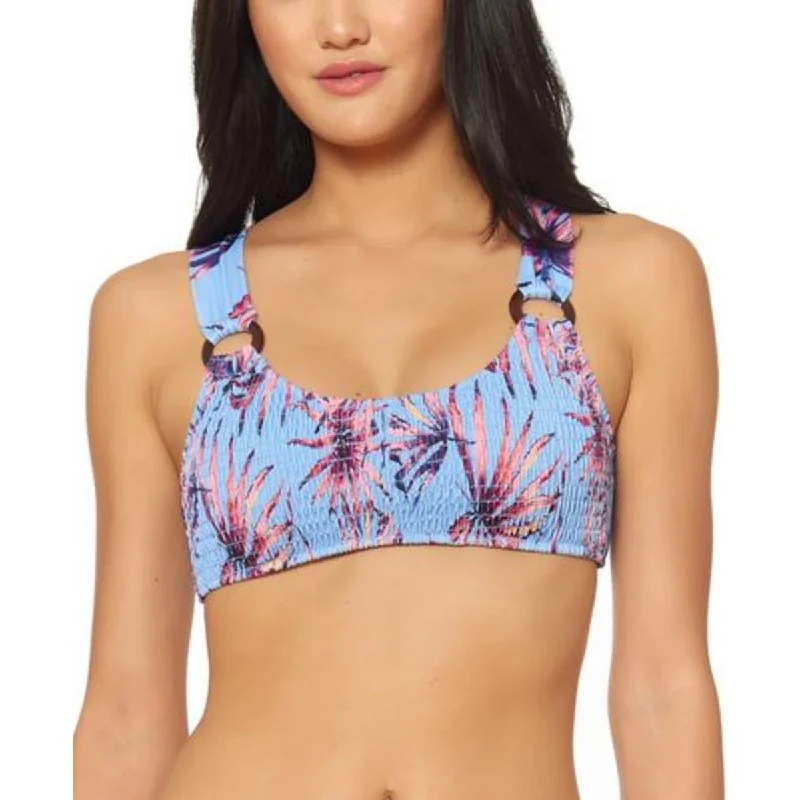 Jessica Simpson Womens Floral Halter Bikini Swim Top