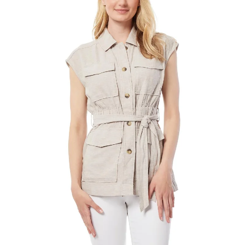 Special Discount Jones New York Womens Linen Cap Sleeve Casual Vest