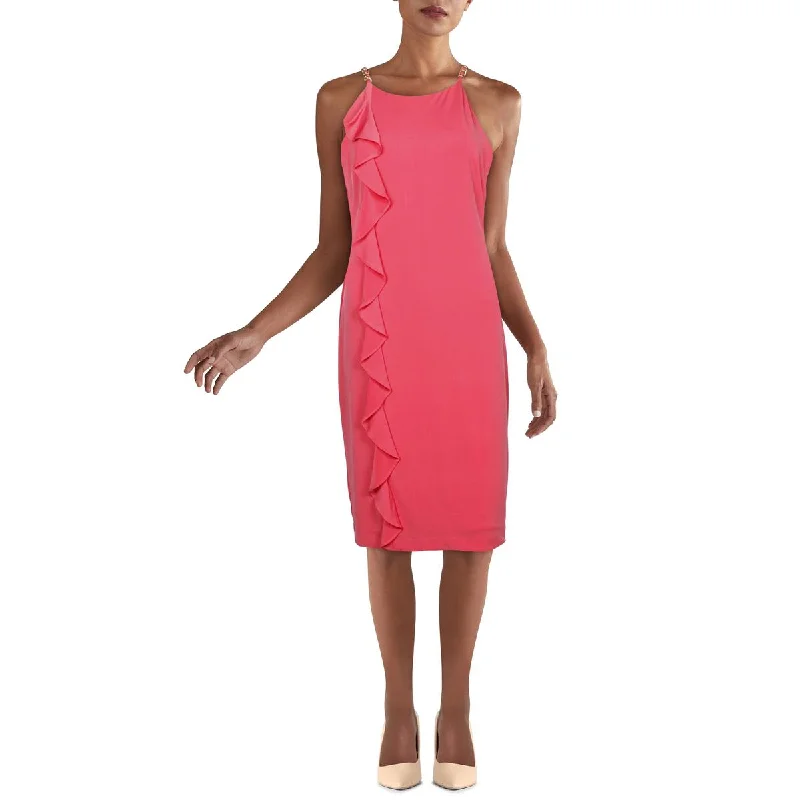 Anniversary Sale Kensie Dresses Womens Chain Trim Knee-Length Sheath Dress