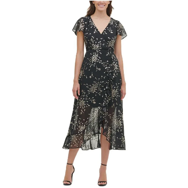 Exclusive Access Kensie Womens Metallic Midi Cocktail and Party Dress