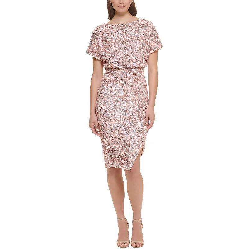 Bargain Prices Kensie Womens Sequined Boat Neck Sheath Dress