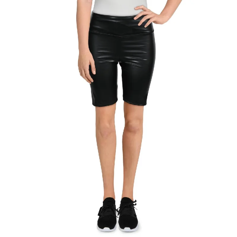 LA Made Women's Vegan Leather Classic Bike Shorts