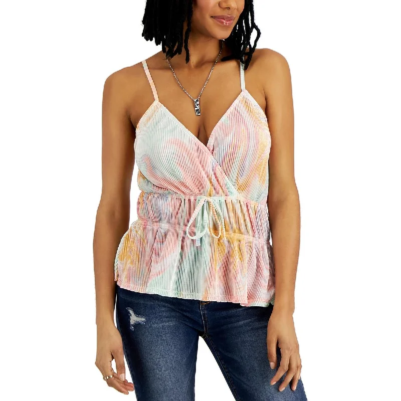 Deal Mania Love, Fire Womens Juniors Pleated Adjustable Tie Blouse