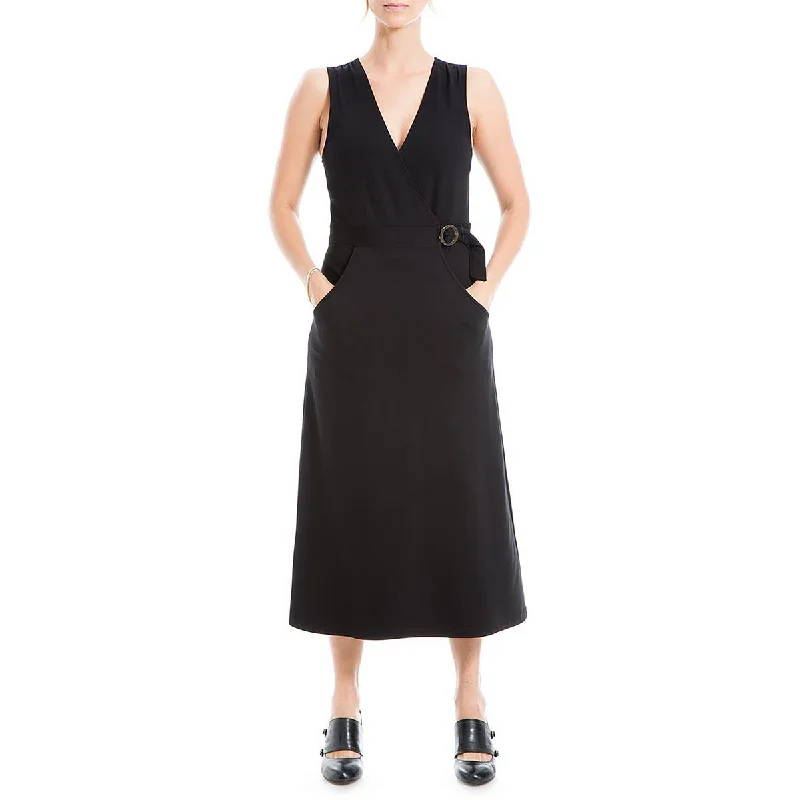 Markdowns Max Studio Womens Ponte V-Neck Midi Dress
