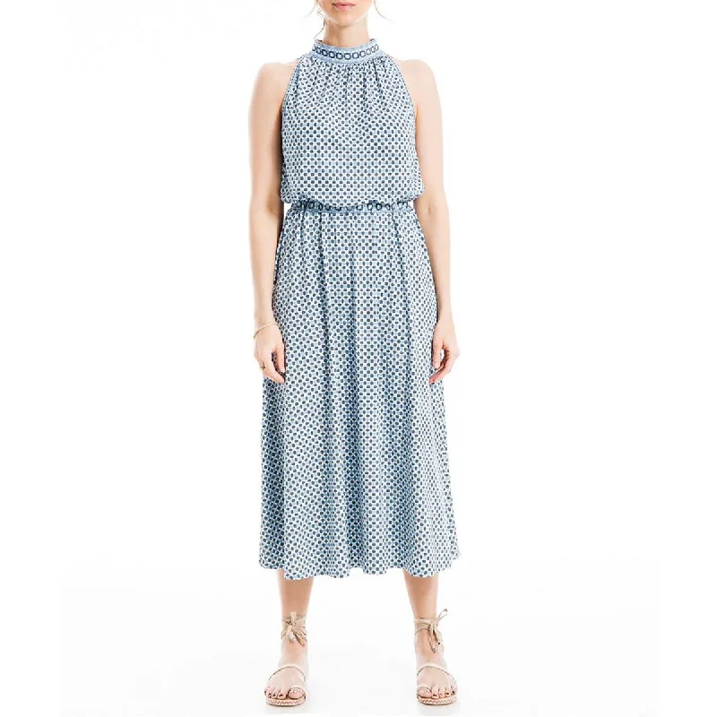 Major Savings Max Studio Womens Printed Mock Neck Midi Dress