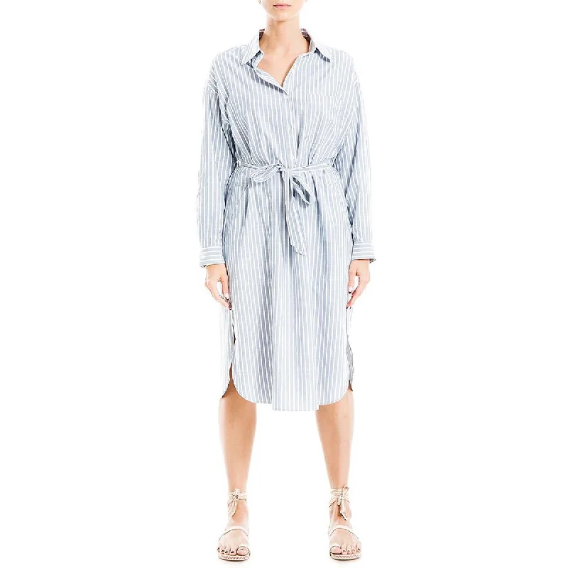 Online Only Max Studio Womens Striped Knee-Length Shirtdress