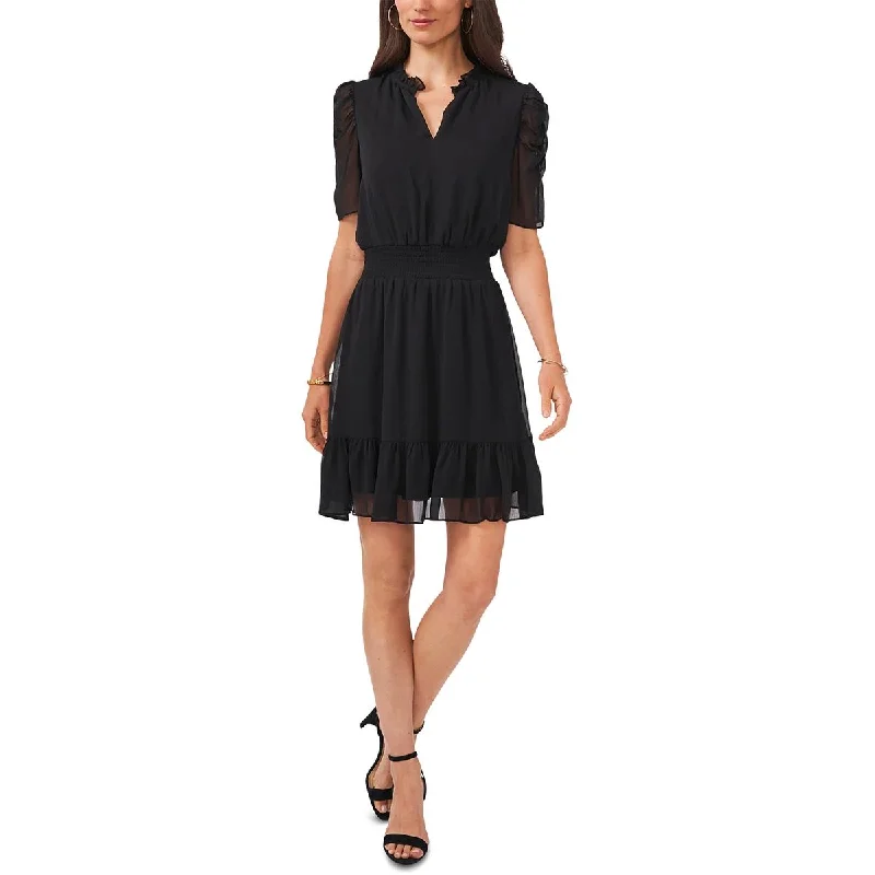 Daily Specials MSK Womens Petites Chiffon Smocked Mini Dress