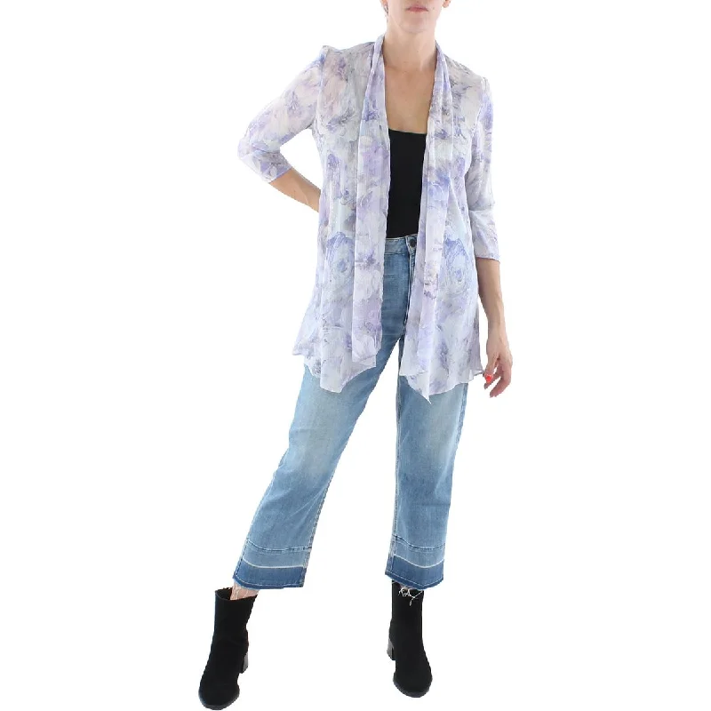Deal of the Day R&M Richards Womens Chiffon Metallic Duster Blazer