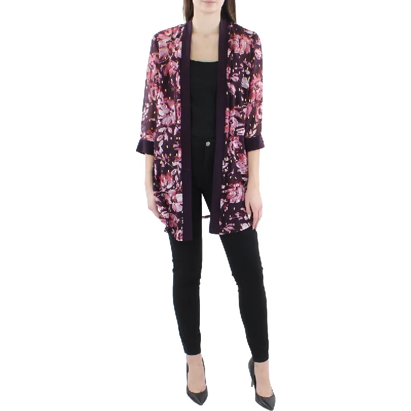 Final Clearance R&M Richards Womens Chiffon Sheer Duster Blazer
