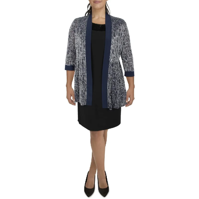 Crazy Deals R&M Richards Womens Knit Metallic Duster Blazer
