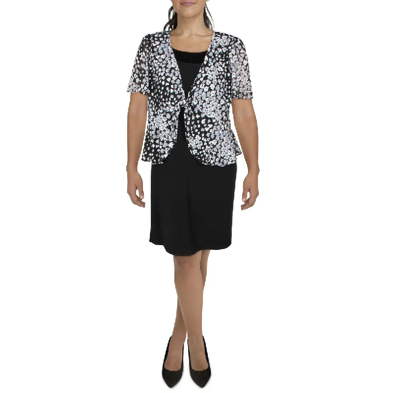 Flash Deals R&M Richards Womens Plus Chiffon Floral Wrap Top