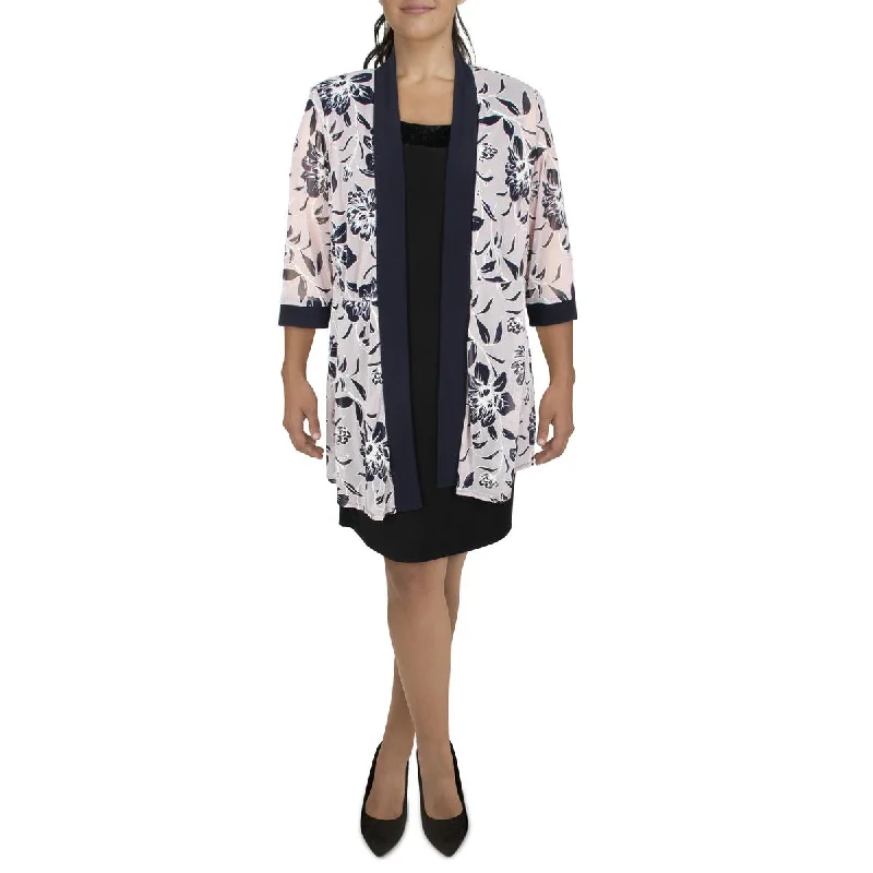 Discount Deals R&M Richards Womens Plus Mesh Sheer Duster Blazer