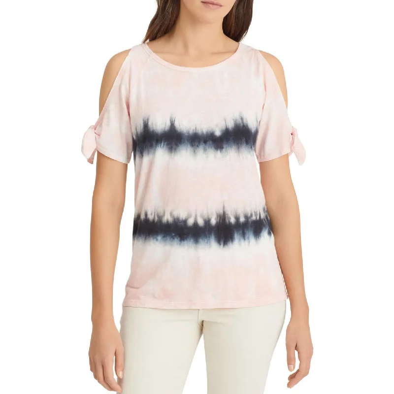 Sanctuary Womens Lou Lou Cold Shoulder Tie Dye Pullover Top