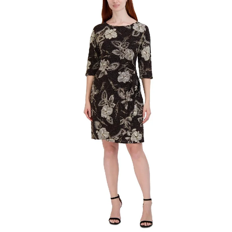 Savings Galore Signature By Robbie Bee Womens Petites Metallic Floral Sheath Dress