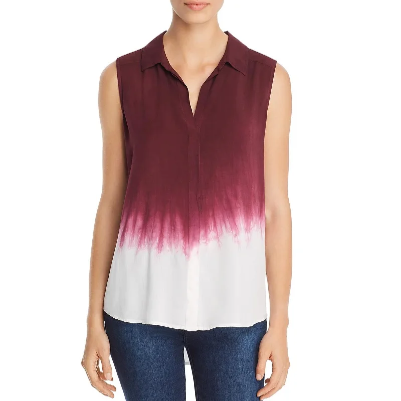 Single Thread Womens Dip-Dye Sleeveless Button-Down Top