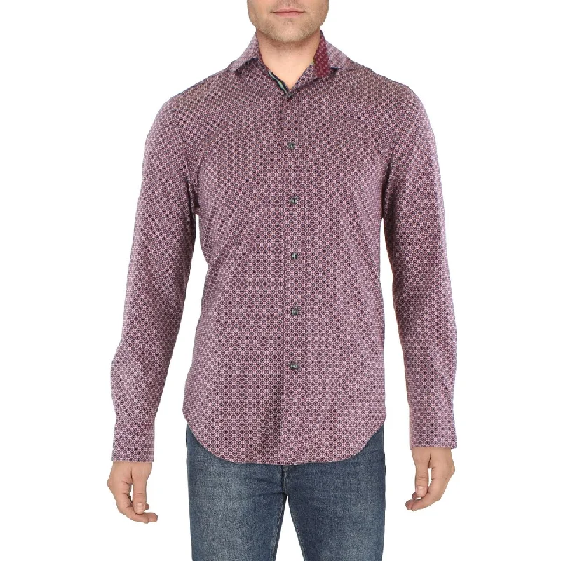 Quick Sale Society of Threads Mens Printed Collared Button-Down Shirt