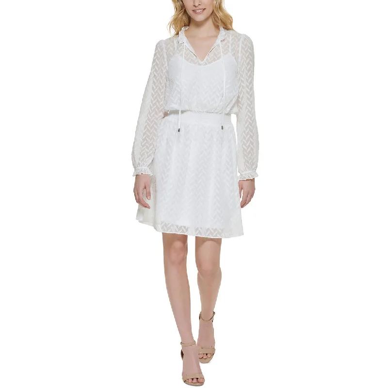 Stock Clearance Tommy Hilfiger Womens Chiffon Smocked Fit & Flare Dress