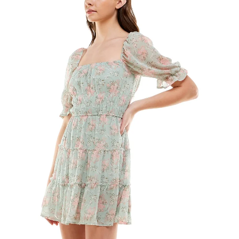 Don’t Miss Out Trixxi Womens Juniors Floral Print Above Knee Mini Dress