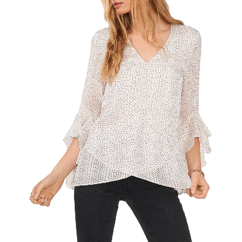 Huge Discounts Vince Camuto Womens Dotted V-Neck Blouse