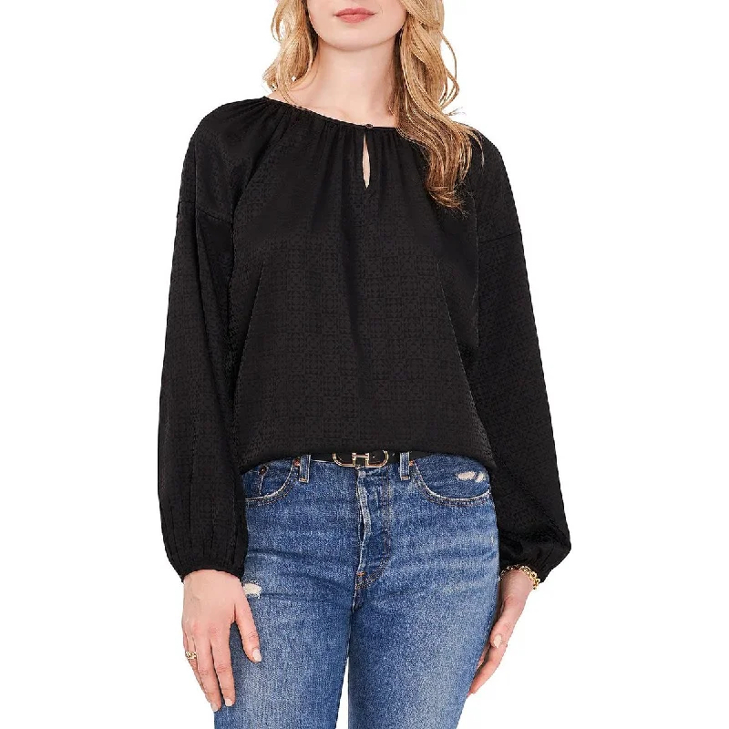Online Only Vince Camuto Womens Printed Jacquard Blouse