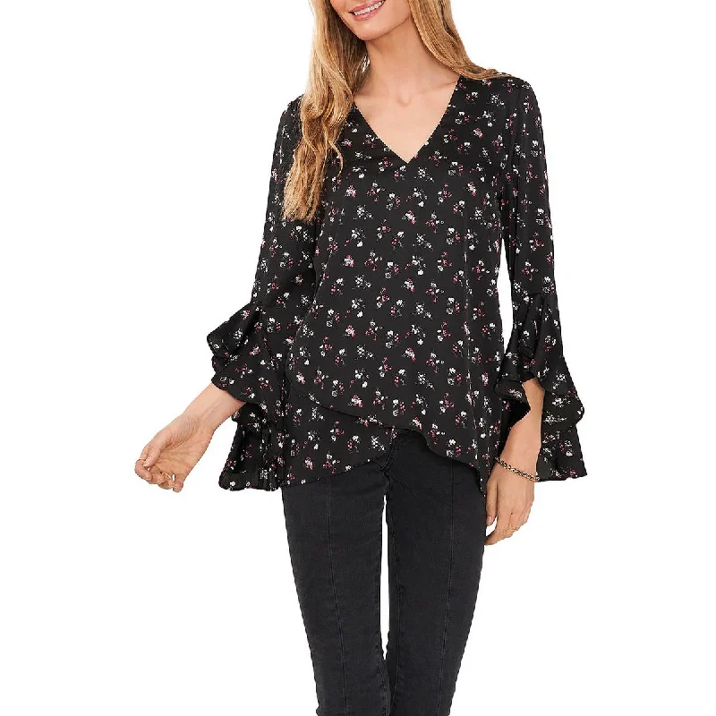 Final Markdown Vince Camuto Womens Satin Floral Blouse