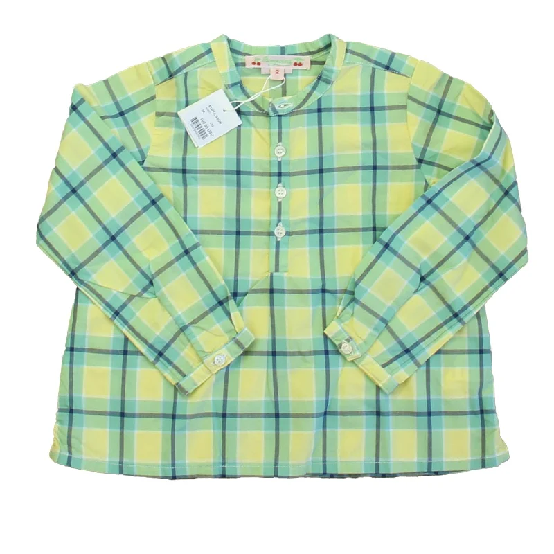 Bonpoint Girls Green | Yellow Plaid Blouse