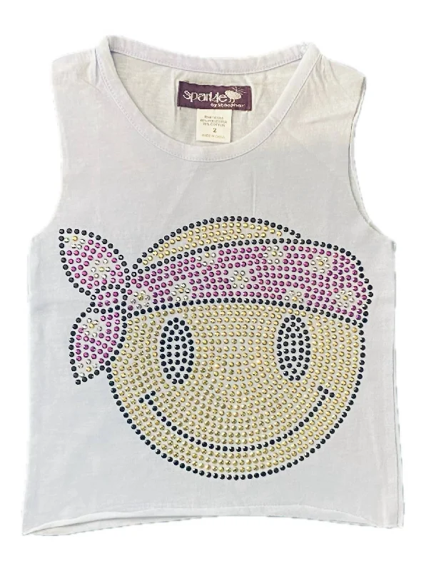 Girl's Bandana Smiley Tank In Off White