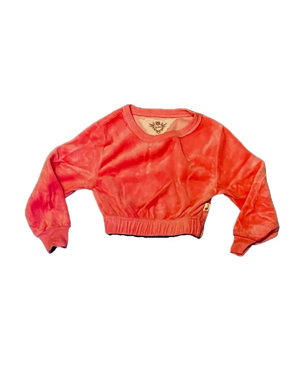 Girl's Crewneck With Elastic Cuff Top In Candy Pink