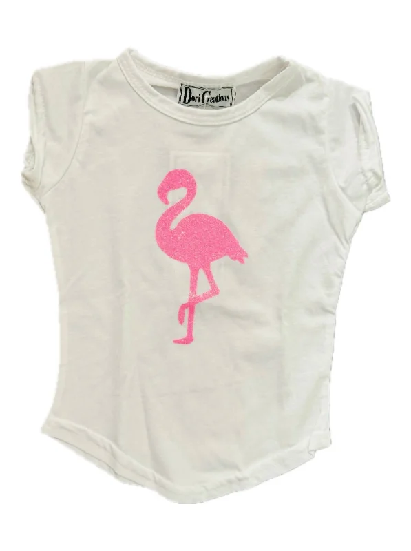 Girl's Flamingo Tee In White