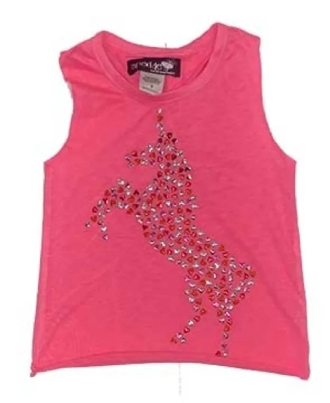 Girls Heart Unicorn Muscle Tee In Pink