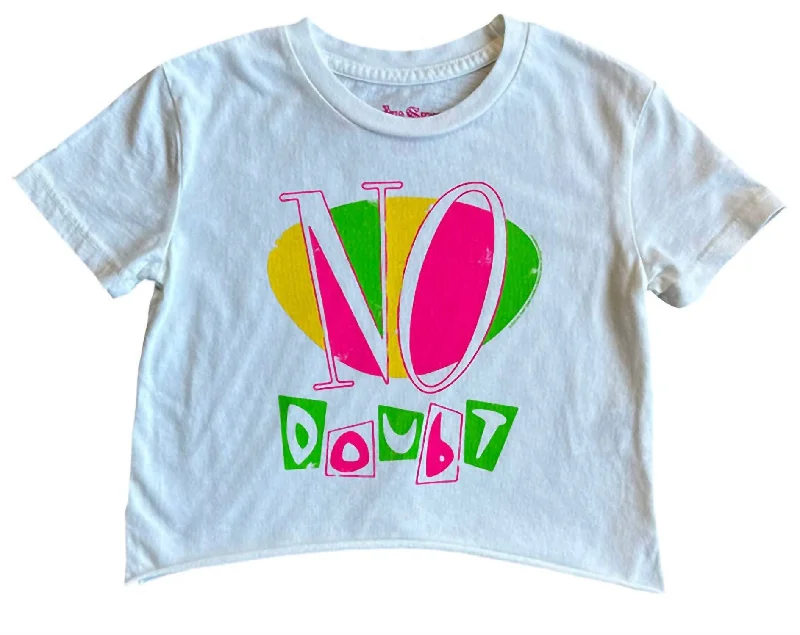 Girl's Organic Short Sleeve Not Quite No Doubt Crop Tee Top In Dirty White