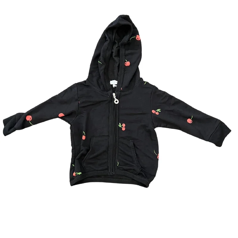 Girls Zip Up Puff Sleeve Hoodie In Black/cheery