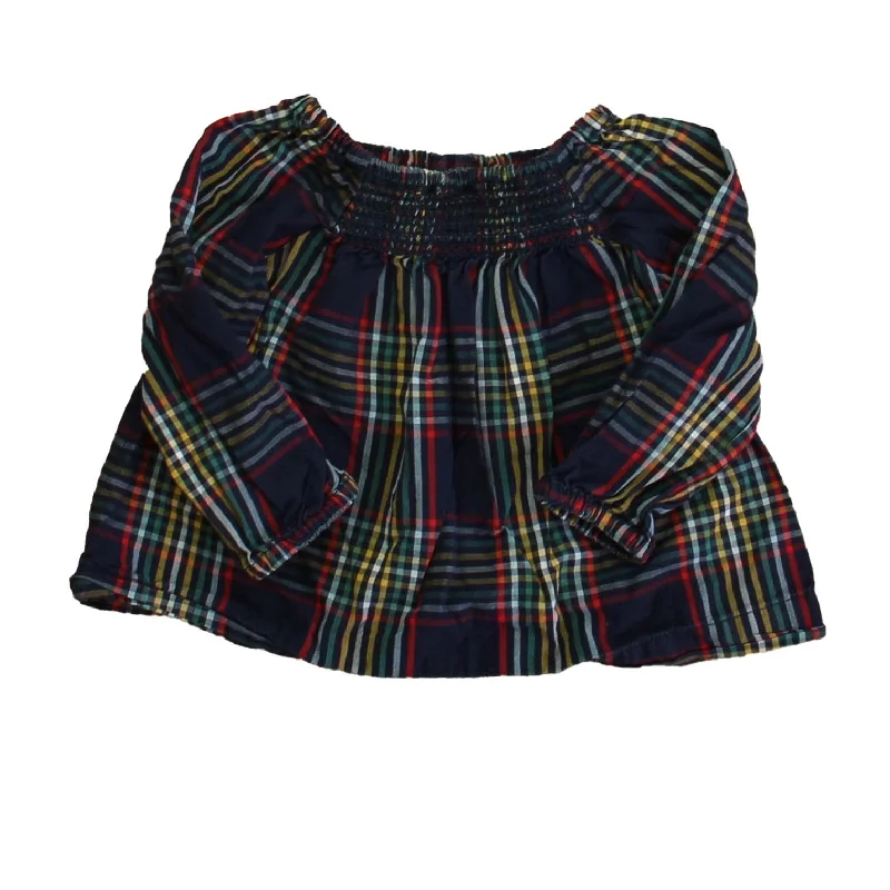 Hanna Andersson Girls Navy Plaid Blouse